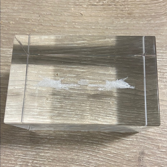 Vintage Crystal Glass Paperweight with Laser Etched Dragon Figures - Picture 3 of 4